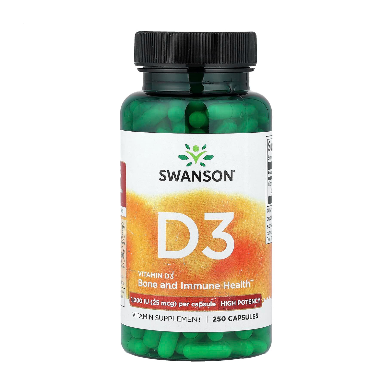 Вітамін Д3 Swanson Vitamin D3, 1000 МО, 25 мкг, 250 капсул