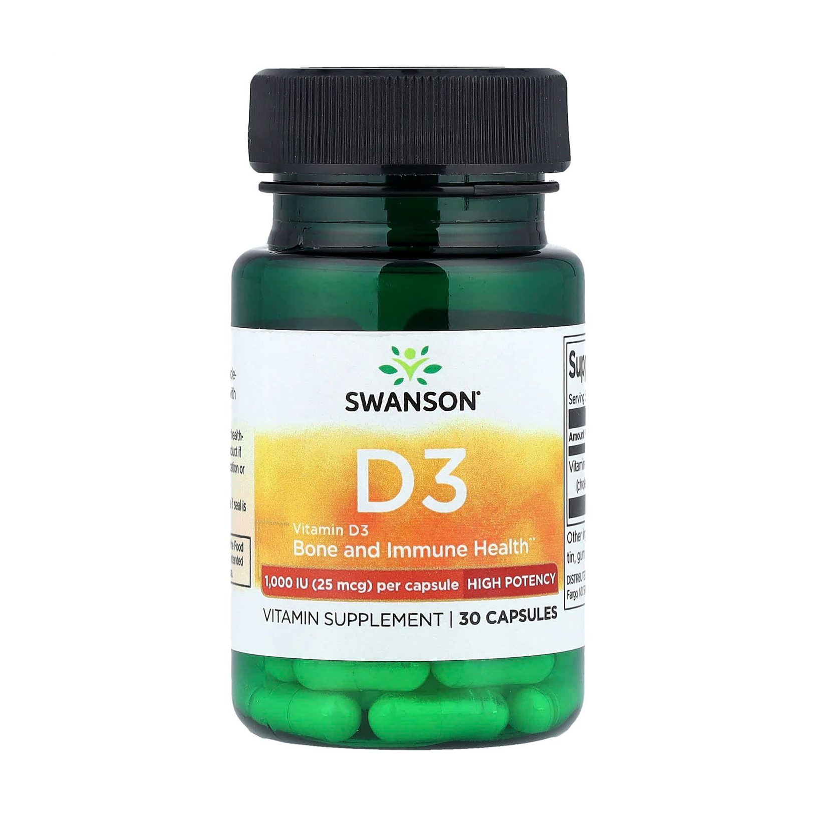 Вітамін Д3 Swanson Vitamin D3, 1000 МО, 25 мкг, 30 капсул